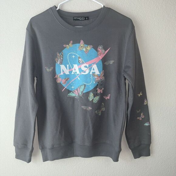 Fifth Sun Small NASA Butterflies Crew Neck Pulllover Sweater New - Picture 1 of 12